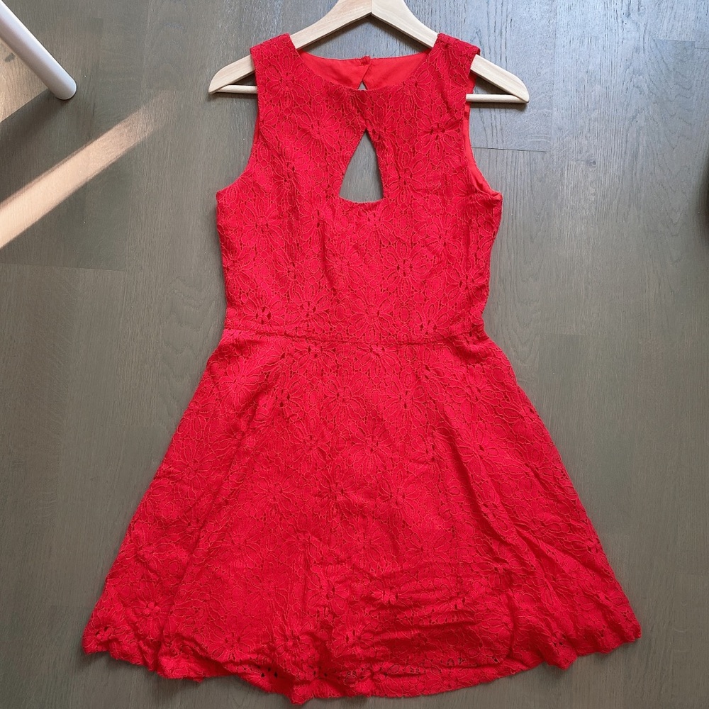 Red lace dress